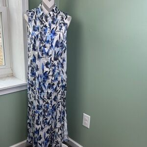 NWT DKNY formal Sleeveless Maxi Dress - Blue and White 8